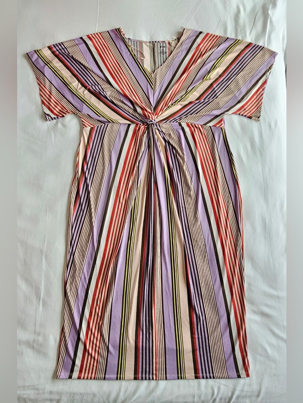 EVRI Women's Plus Size 2X Striped Twist-Front Maxi Dress